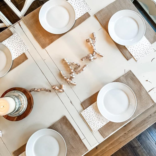 %100 Doğal 2’li Jüt Supla, Dekoratif Hasır Kumaş Amerikan Servis, Otantik Supla