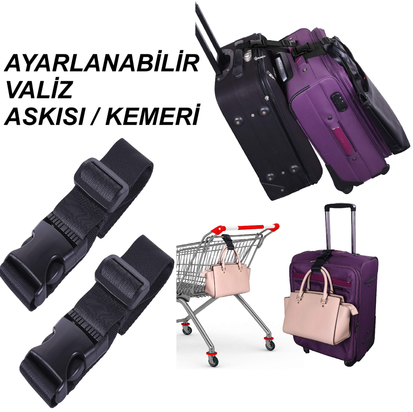 Ayarlanabilir Valiz Askısı, Ayarlanabilir Bavul Kemer Askıları, Çanta Bağlantı Aksesuarları