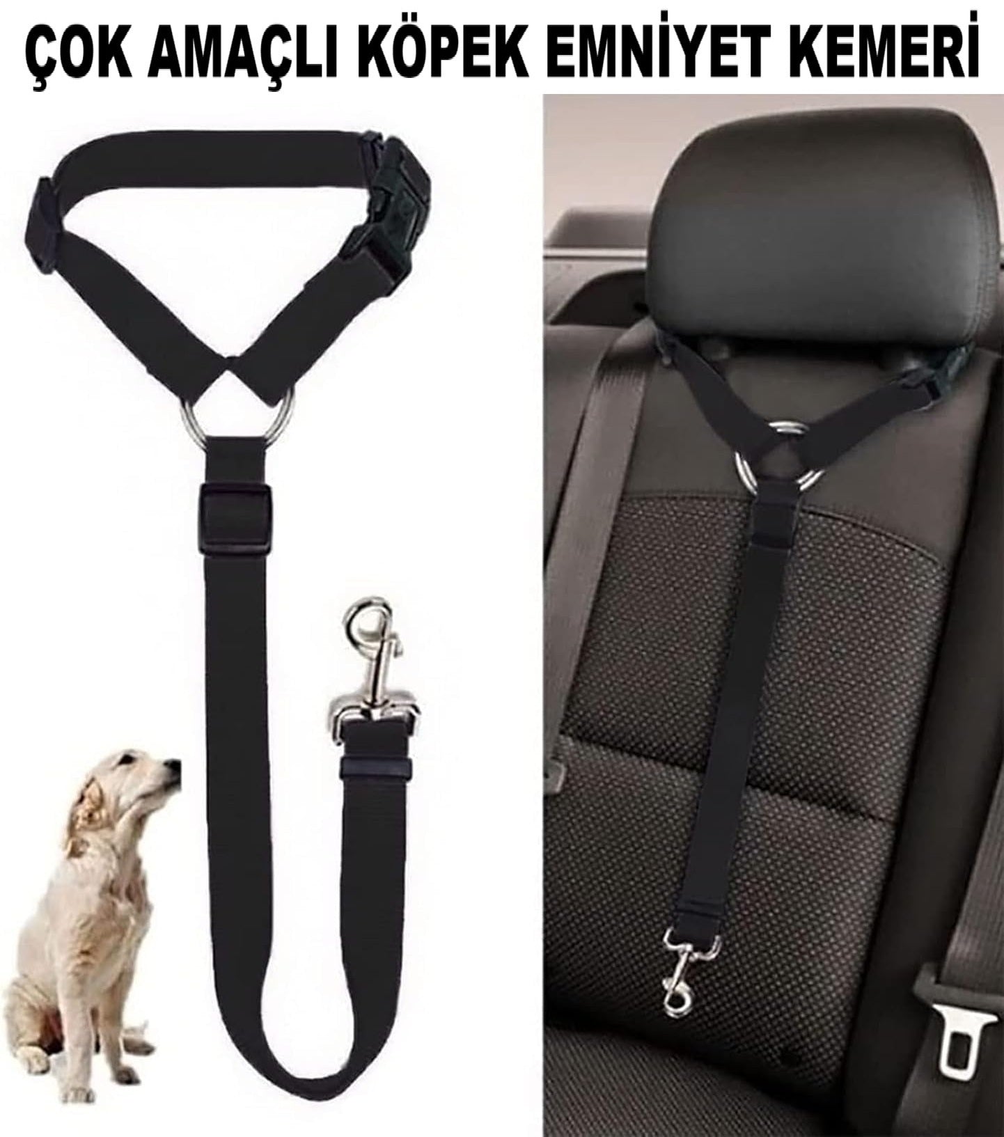 Çok Amaçlı Köpek Emniyet Kemeri, Ayarlanabilir Köpek Araba Tasması, Evcil Hayvan Tasması