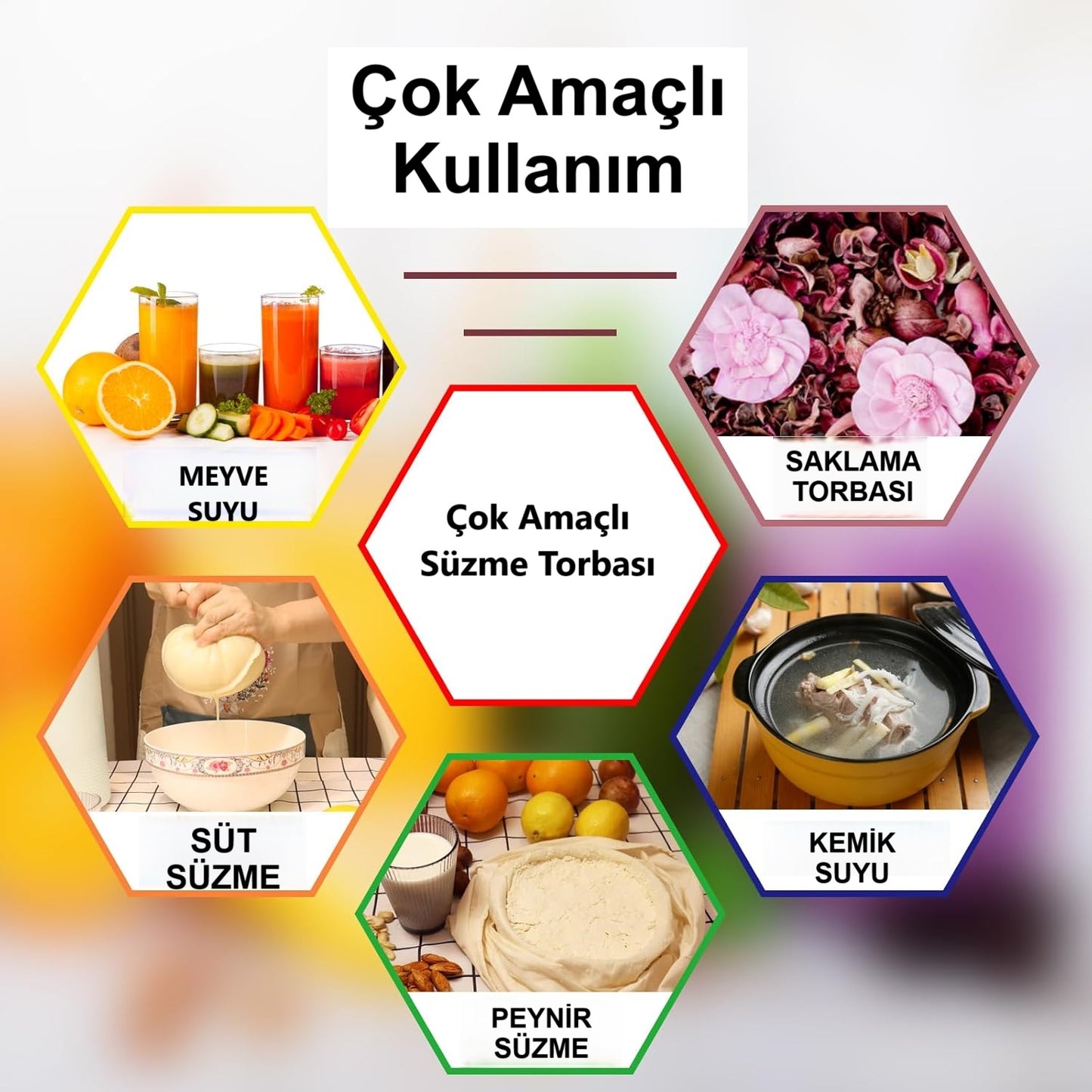 Çok Amaçlı Süzme Torbası, Süt Süzme Torbası, %100 Doğal Süzme Torbası