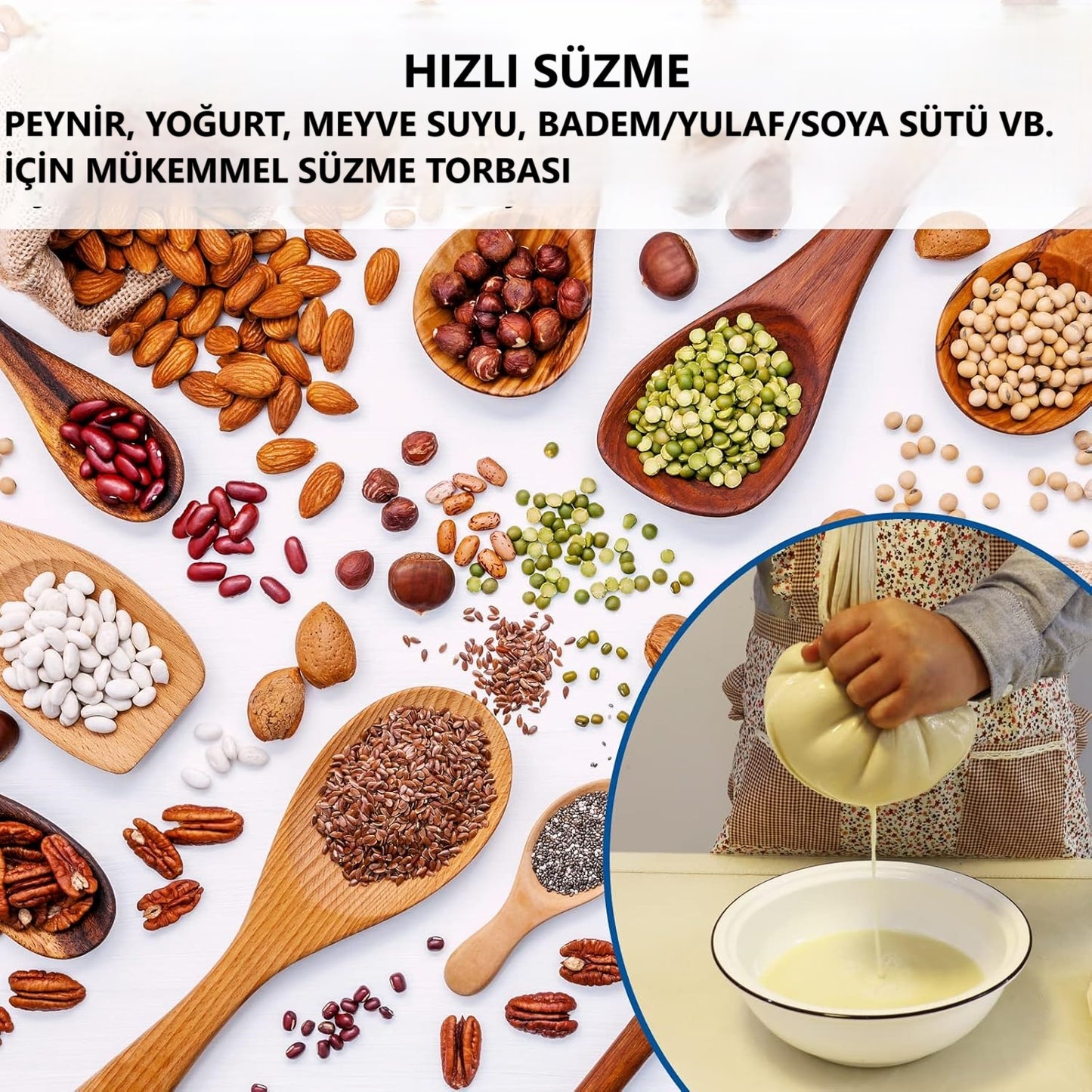 Çok Amaçlı Süzme Torbası, Süt Süzme Torbası, %100 Doğal Süzme Torbası