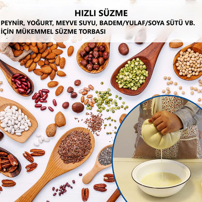 Çok Amaçlı Süzme Torbası, Süt Süzme Torbası, %100 Doğal Süzme Torbası