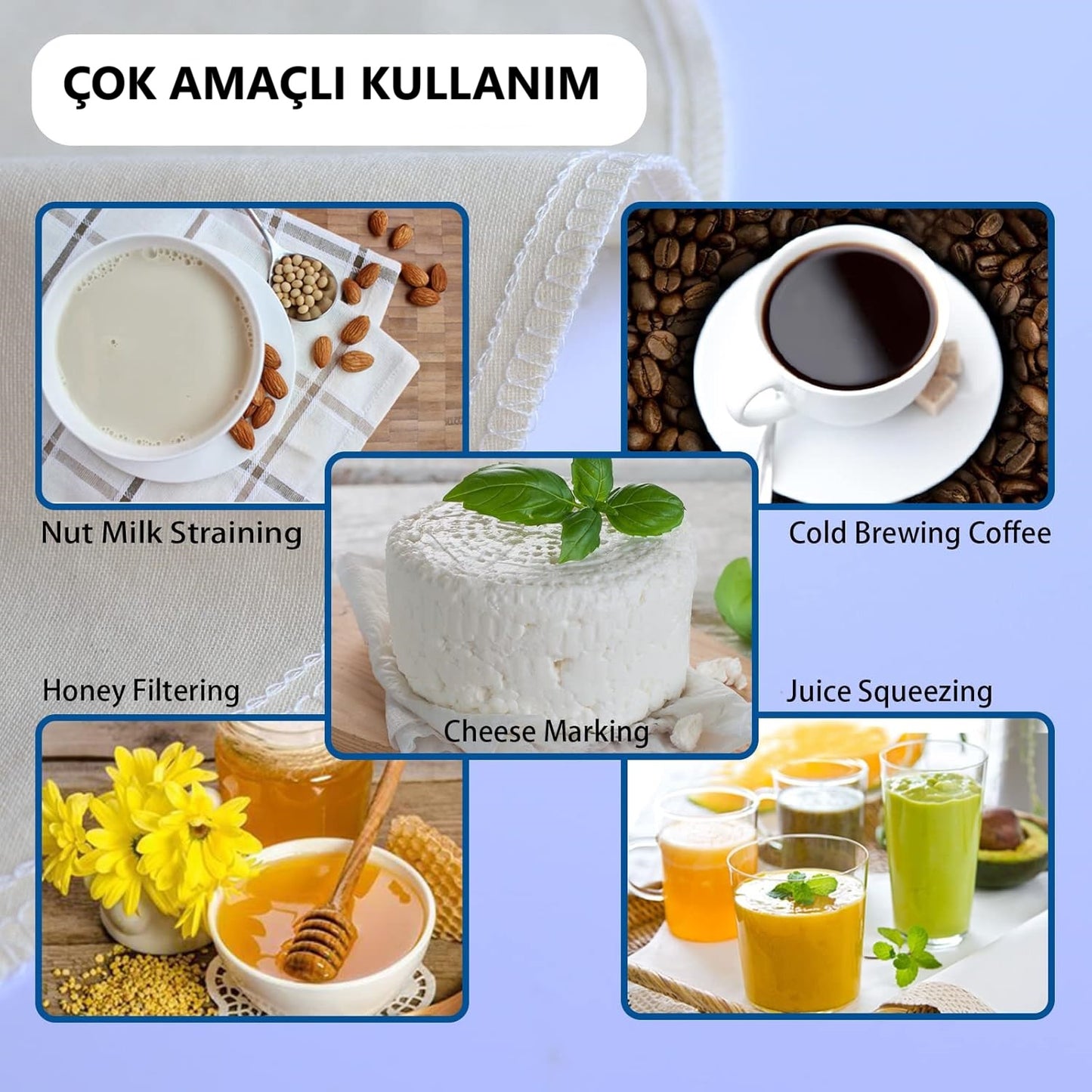 Çok Amaçlı Süzme Torbası, Süt Süzme Torbası, %100 Doğal Süzme Torbası