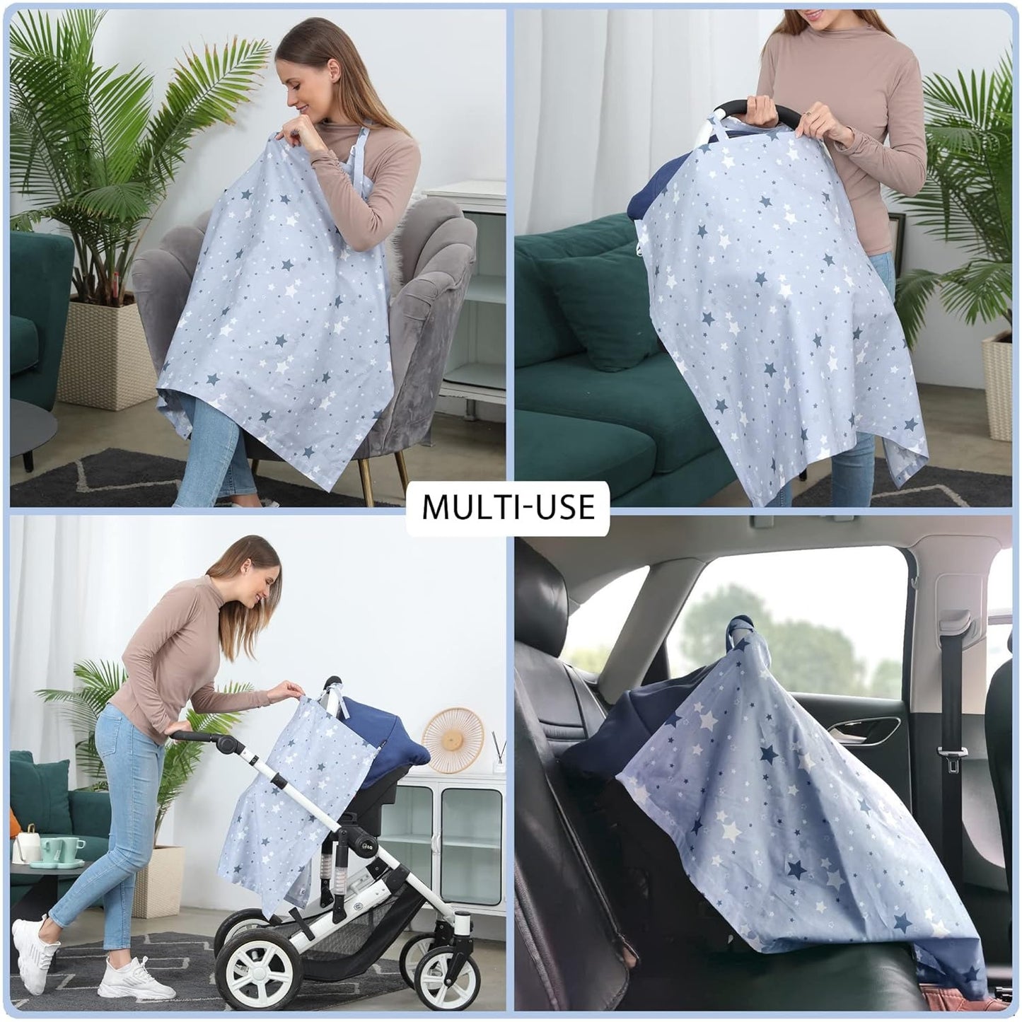 Emzirme Önlüğü, Çok Amaçlı Emzirme Örtüsü, Puset Örtüsü %100 Pamuk