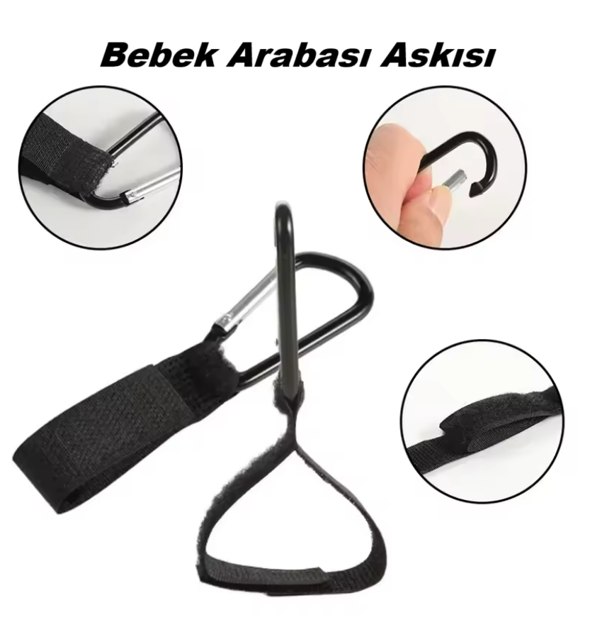 Bebek Arabası Askısı, Bebek Arabası Askıları ve Kancaları, Ayarlanabilir Bebek Arabası Karabina