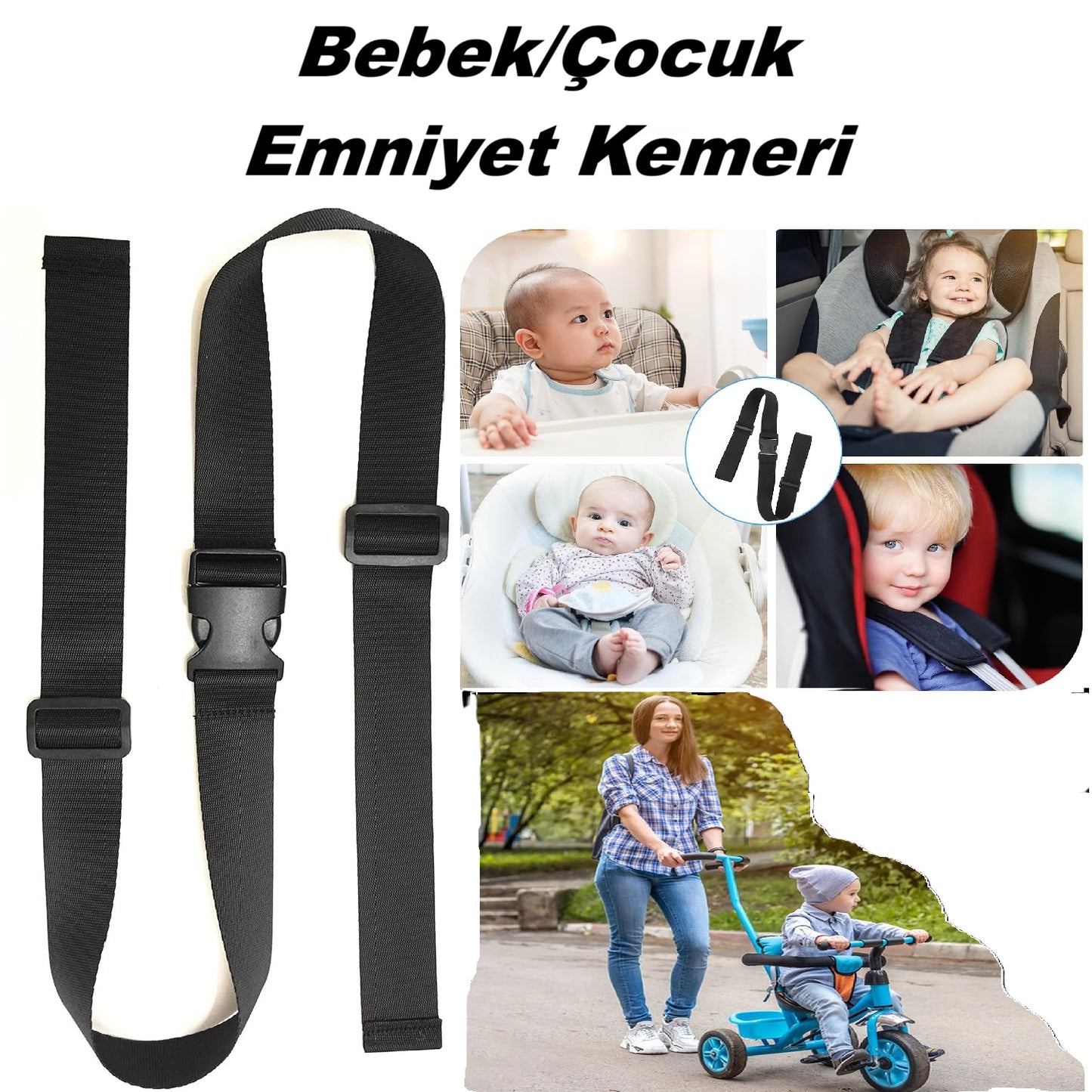 Bebek/Çocuk 2 Nokta Emniyet Kemeri, Bebek Emniyet Kemeri, Mama Sandalyesi Kayışı, Bebek Arabası Kemeri