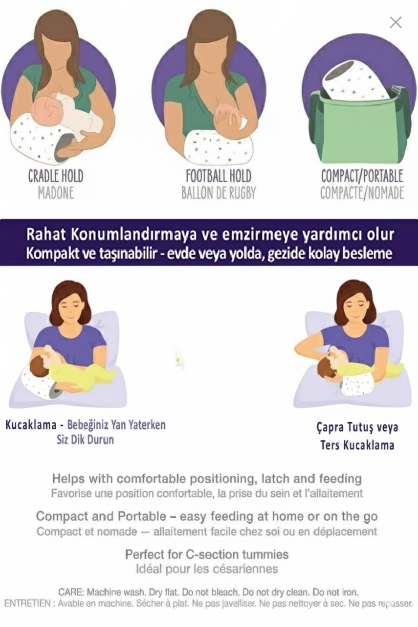 Comfortable Emzirme Yastığı, Tüm Bebeklere Uyumlu, Doğru Tutuş Emzirme Yastığı