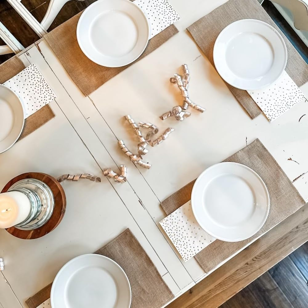 %100 Doğal 2’li Jüt Supla, Dekoratif Hasır Kumaş Amerikan Servis, Otantik Supla