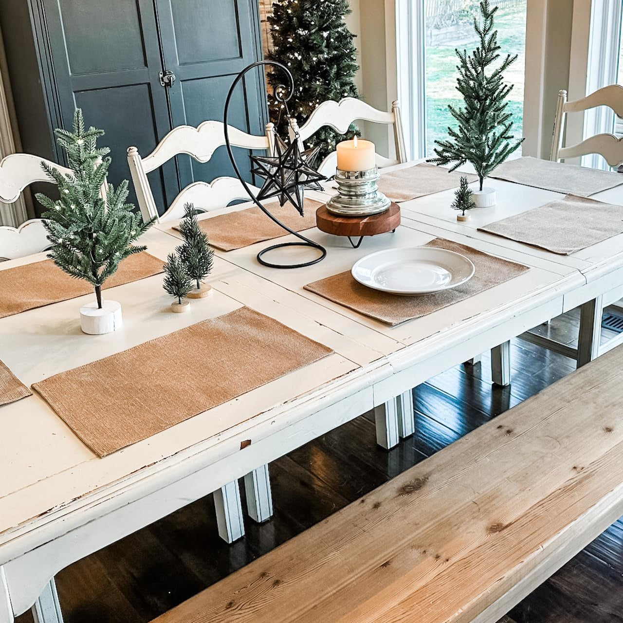 %100 Doğal 2’li Jüt Supla, Dekoratif Hasır Kumaş Amerikan Servis, Otantik Supla